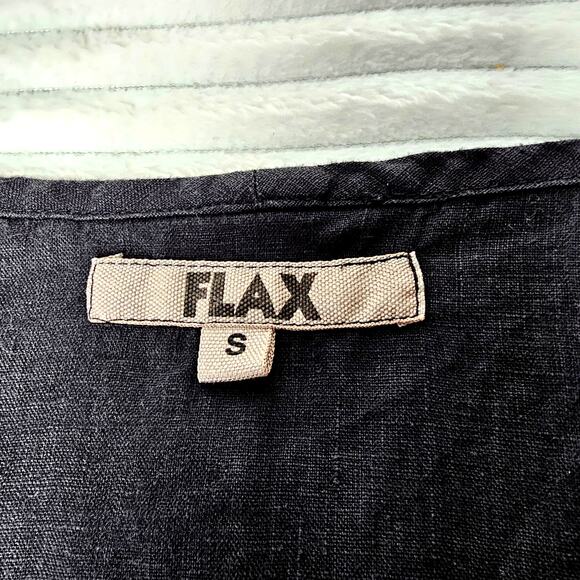 FLAX Black 100% Linen Tank Top SM Sleeveless Layering Blouse Made in Lithuania - Picture 6 of 8
